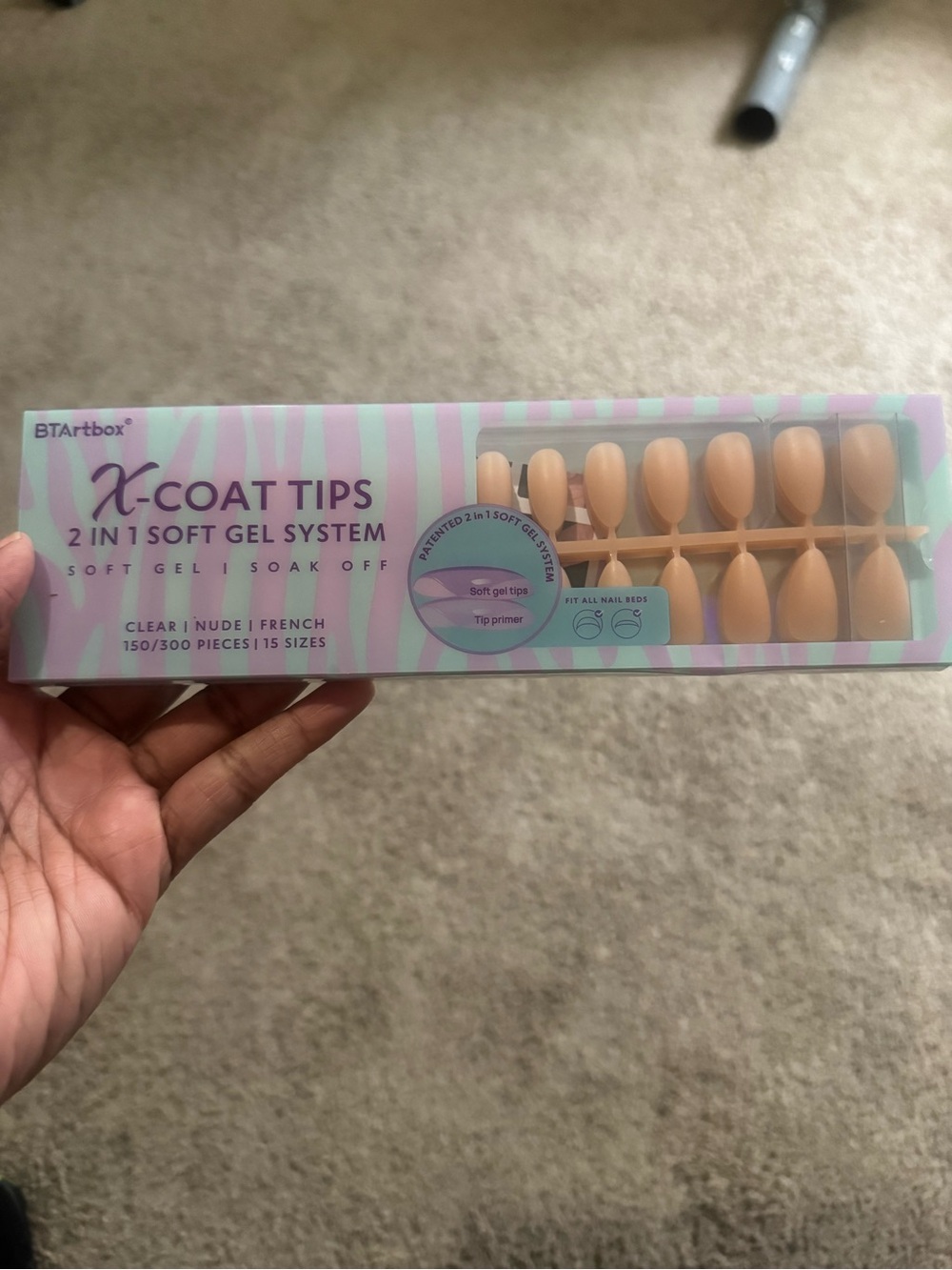 BTARTBOXNAILS X-Coat Tips 2-in-1 Soft Gel Press-On Nails in Nude